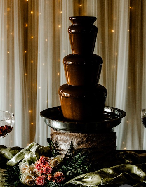 A chocolate fountain